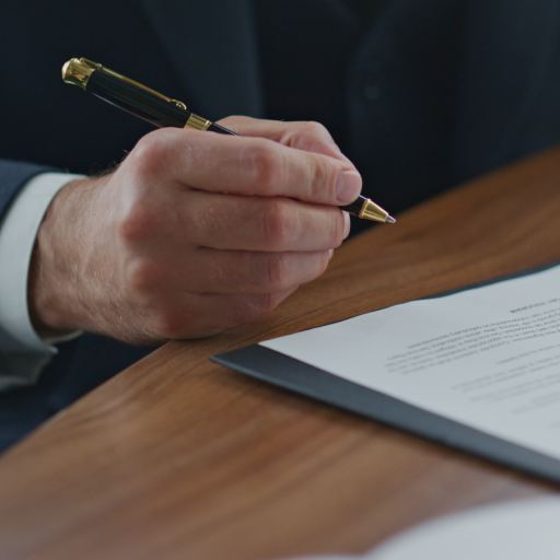 Businessman signing official documents close up. Man putting signature on papers